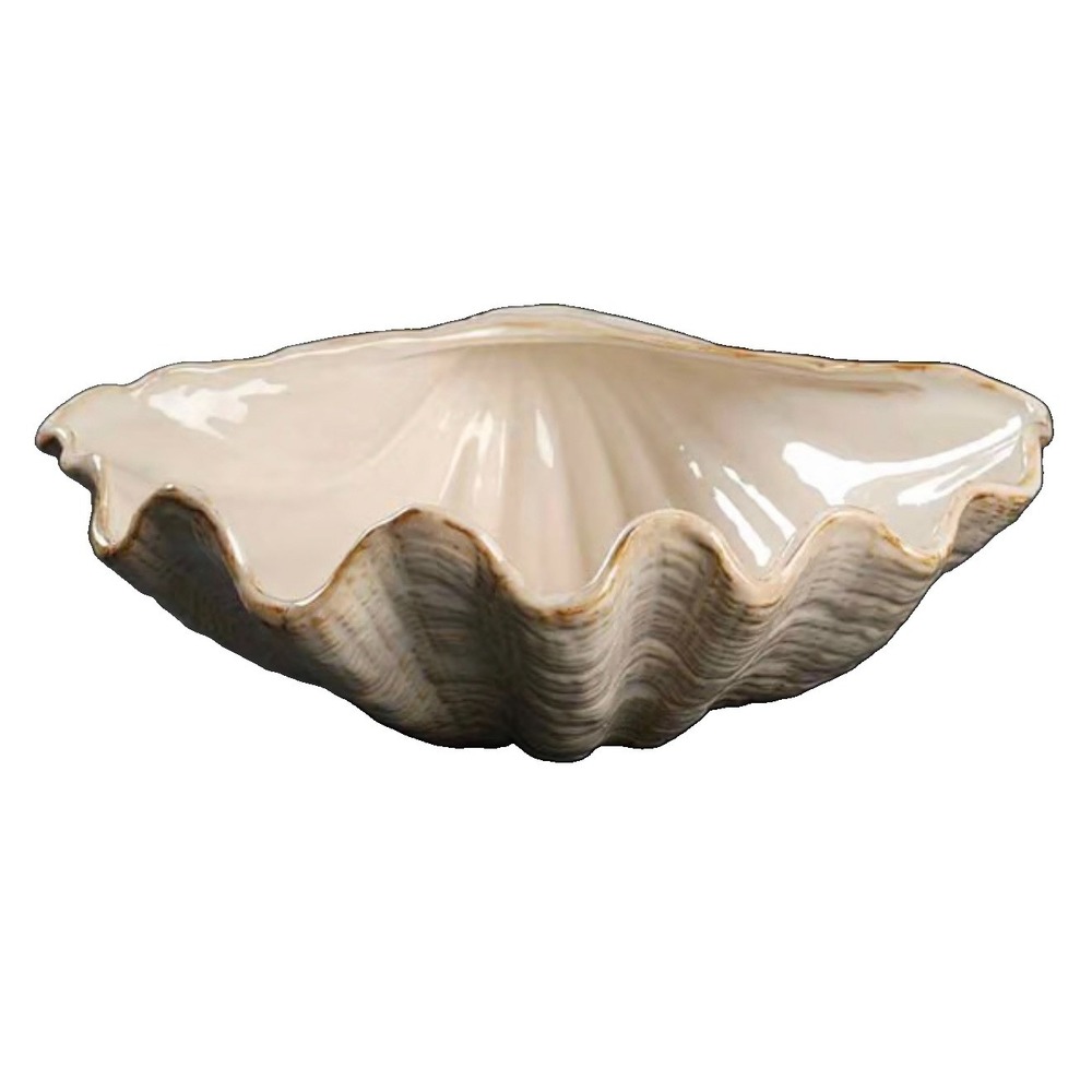 Sonoma Seaside Tan Life/Style 14" Seashell Shell Shaped Bowl Beach